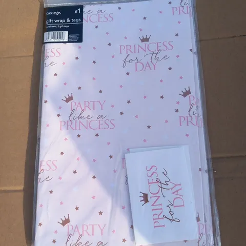 PALLET OF APPROXIMATELY 500 PACKS OF PRINCESS GIFT WRAP AND TAGS