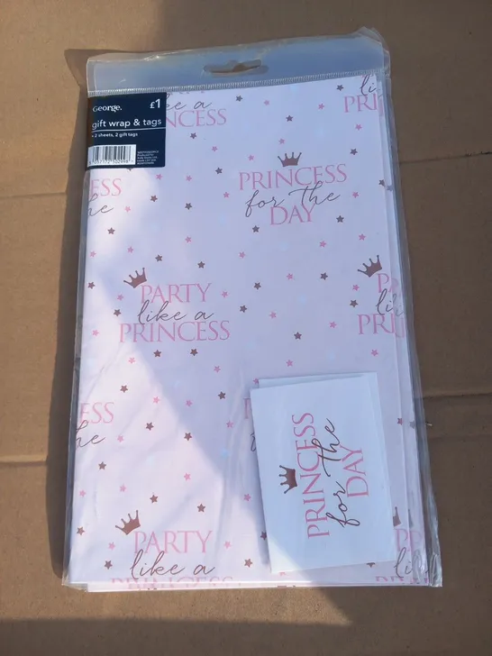 PALLET OF APPROXIMATELY 500 PACKS OF PRINCESS GIFT WRAP AND TAGS