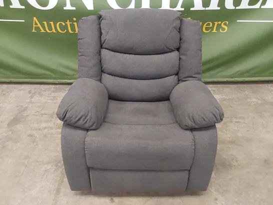 SORRENTO SLATE GREY PLUSH FABRIC MANUAL RECLINER ARMCHAIR 