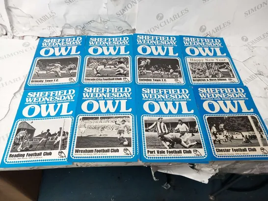 COLLECTION OF APPROXIMATELY 18 SHEFFIELD WEDNESDAY FOOTBALL CLUB MATCH MAGAZINE THE OWL FROM 1976/1977 INCLUDING; PRENDO'S TESTIMONIAL LEICESTER, WATFORD, GRIMSBY, OXFORD UNITED, LINCOLN CITY, READING