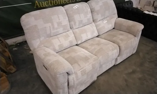 QUALITY BRITISH DESIGNED & MANUFACTURED G PLAN BEIGE PATTERNED 3 SEATER ELECTRIC RECLINING SOFA