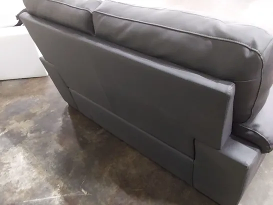 DESIGNER TWO SEATER SOFA GREY LEATHER 