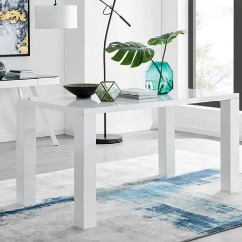 BOXED CHOWCHILLA 6 SEAT WHITE HIGH GLOSS DINING TABLE BASE/CONNECTING BOARD (BOX 1/3, INCOMPLETE SET)