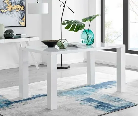 BOXED CHOWCHILLA 6 SEAT WHITE HIGH GLOSS DINING TABLE BASE/CONNECTING BOARD (BOX 1/3, INCOMPLETE SET)