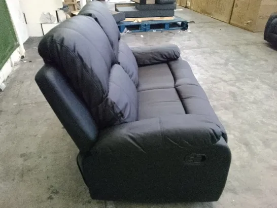 MANUAL RECLINER 2 SEATER SOFA - BLACK LEATHER