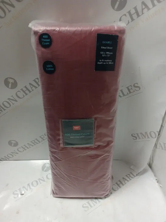 SEALED COTTON TRADERS 400 THREAD COUNT DEEP FITTED SHEET IN RED - DOUBLE 