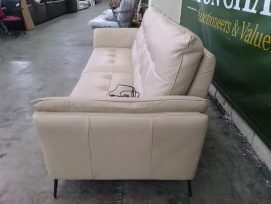 QUALITY ITALIAN DESIGNER BOLZANO ELECTRIC RECLINER LARGE SOFA - BEIGE LEATHER