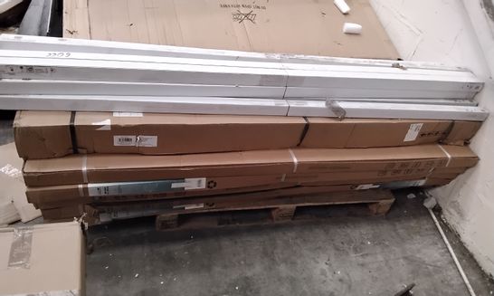 PALLET OF ASSORTED BOXED FURNITURE PARTS INCLUDING SHOWER SIDE PANELS 70 X 90CM, TRINITY PREMIUM 10MM DOOR PROFILE LH BOXES
