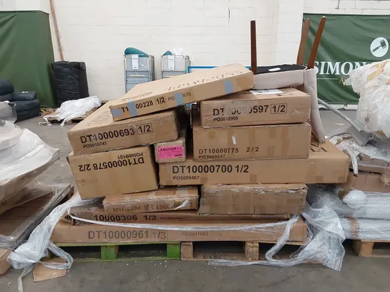 PALLET OF ASSORTED FURNITURE PARTS INCLUDING MOSTLY TABLE PARTS