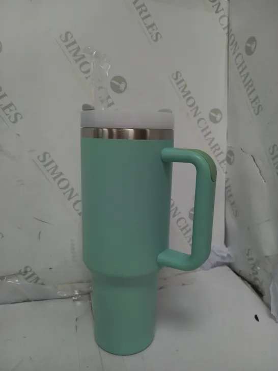 UNBRANDED INSULATED METAL TRAVEL TUMBLER IN AQUA GREEN