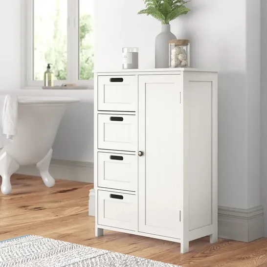 BOXED CALEIGH 55cm W X 82cm H X 30cm D FREE-STANDING BATHROOM CABINET - WHITE (1 BOX)