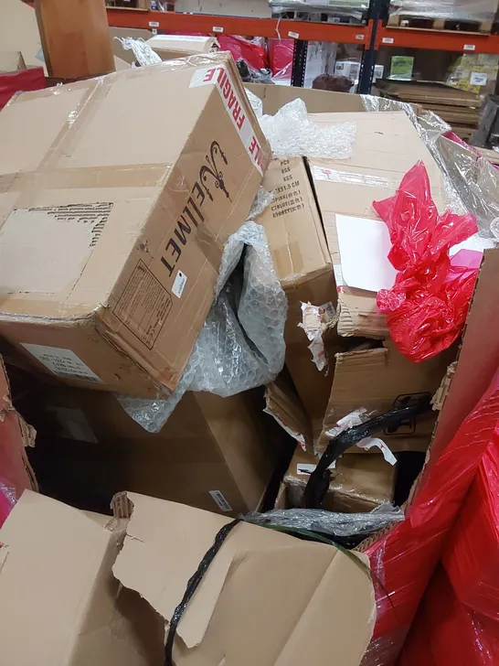 PALLET OF ASSORTED HOUSEHOLD ITEMS AND CONSUMER PRODUCTS TO INCLUDE; BOXED FURNITURE ETC 