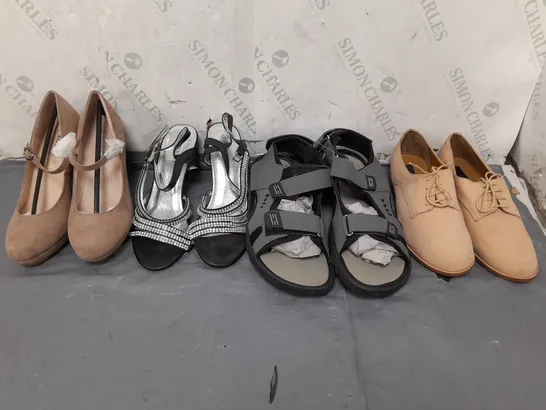 BOX OF APPROXIMATELY 10 ASSORTED SHOES IN VARIOUS COLOURS, STYLES AND SIZES