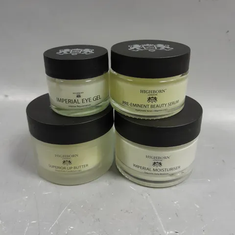 4 X SEALED HIGHBORN BEAUTY PRODUCTS TO INCLUDE LIP BUTTER, MOISTURISER, EYE GEL ETC 