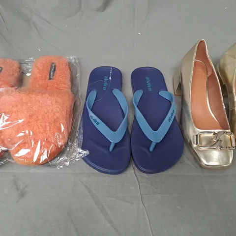 BOX OF APPROXIMATELY 15 ASSORTED PAIRS OF SHOES AND FOOTWEAR ITEMS IN VARIOUS STYLES AND SIZES TO INCLUDE ALVIRO, ASOS DESIGN, ETC