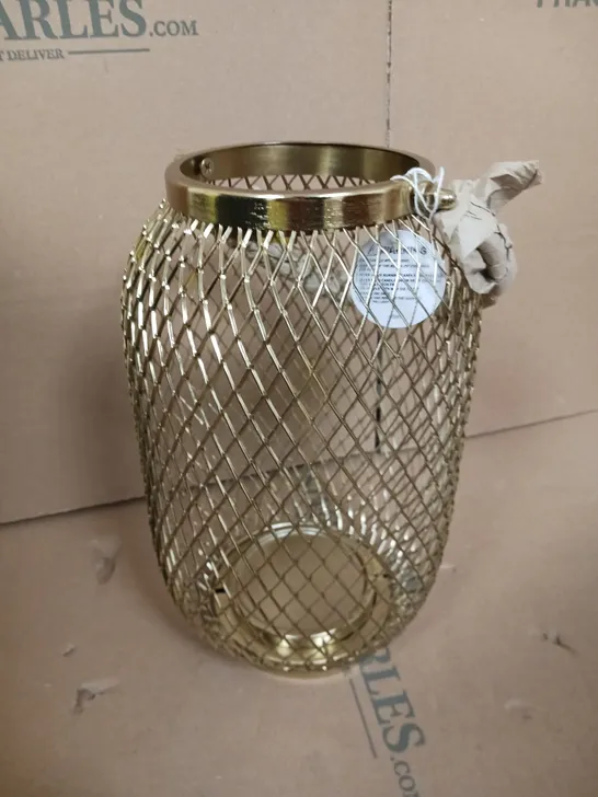 GOLD METAL MESH LANTERN