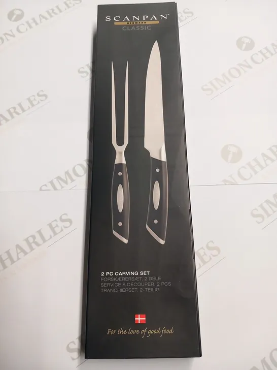 BRAND NEW BOXED SCANPAN DENMARK CLASSIC STAINLESS STEEL X 50 CRMOV15 2 PIECE CARVING SET HARDNESS HRC 56