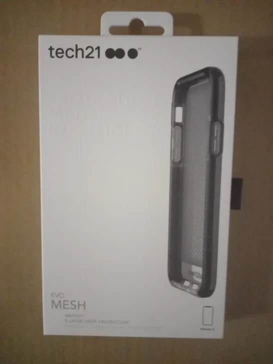 LOT OF APPROXIMATELY 79 BRAND NEW BOXED TECH 21 EVO MESH CASE WITH 9.9FT 3-LAYER DROP PROTECTION FOR IPHONE X T21-5900 SMOKEY/BLACK  