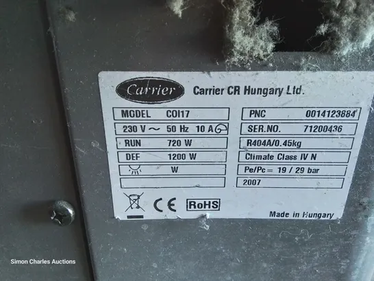 CARRIER SELF SERVE DISPLAY CHEST FREEZER Model COI17