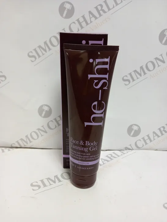 6 BOXED HE-SHI FACE & BODY TANNING GEL 150ML - MEDIUM 