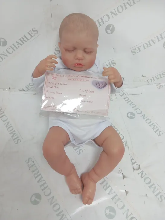 REBORN BABY DOLL WITH CERTIFICATE OF AUTHENTICITY