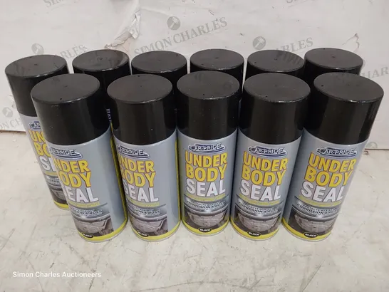 TOTE OF 11 CANS OF CAR-PRIDE SPRAY UNDER BODY SEAL