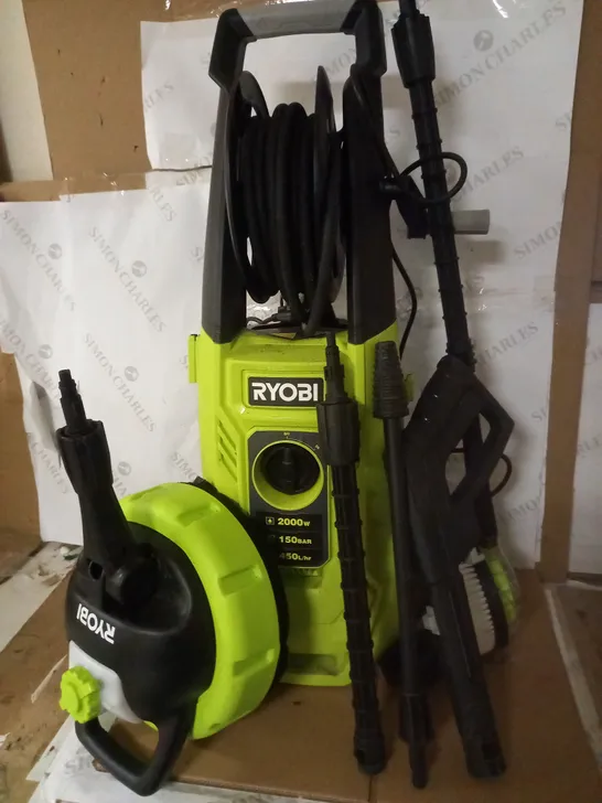 RYOBI RY150PWA 2000W 150BAR PRESSURE WASHER, HYPER GREEN