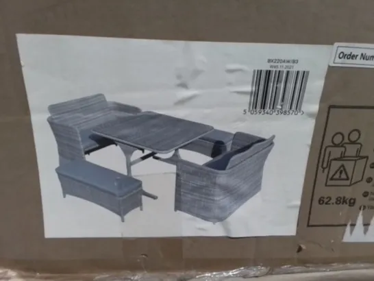 BOX OF HAMILTON WICKER CUBE DINING SET PARTS IN GREY - 1 BOX