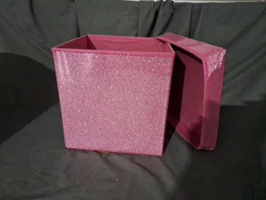 APPROXIMATELY 15 FOLDING STORAGE BOX PINK GLITTER 