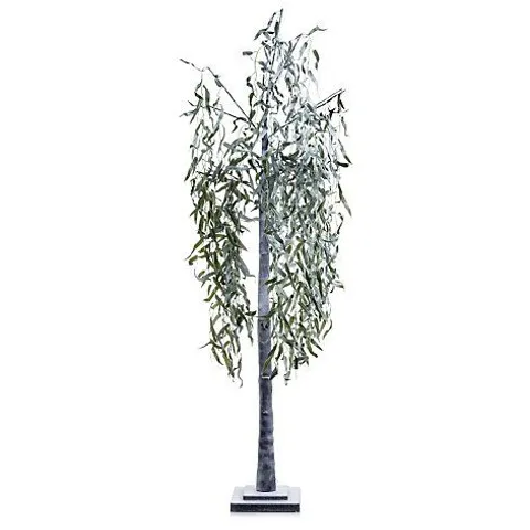 BOXED ALISON CORK 180CM PRE-LIT GREEN LEAF DETAIL INDOOR WILLOW TREE - COLLECTION ONLY
