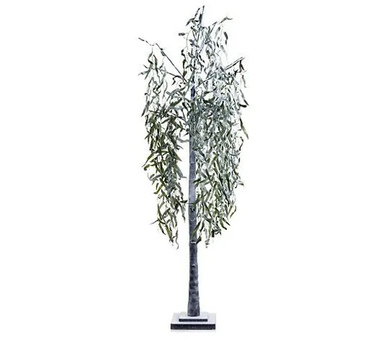 BOXED ALISON CORK 180CM PRE-LIT GREEN LEAF DETAIL INDOOR WILLOW TREE - COLLECTION ONLY