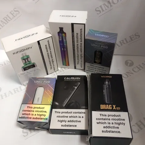 APPROXIMATELY 27 ASSORTED E-CIGARETTES AND E-CIGARETTE PARAPHERNALIA TO INCLUDE; CALIBURN, INNOKIN AND VOOPOO