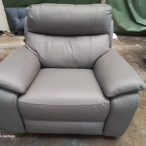 QUALITY ITALIAN DESIGNER EASY CHAIR GREY LEATHER