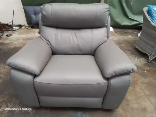 QUALITY ITALIAN DESIGNER EASY CHAIR GREY LEATHER