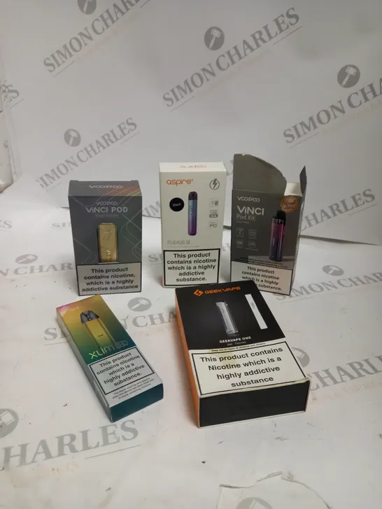 5 ASSORTED VAPE PRODUCTS INCLUDING: ASPIRE, VINCI POD