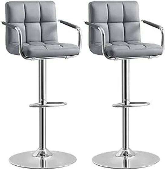 BOXED SET OF 2 SONGMICS GREY VELVET BAR STOOLS (1 BOX)