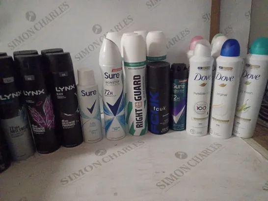 BOX OF HOUSEHOLD ITEMS TO INCLUDE DEODRANTS & ANTI-PERSPIANTS