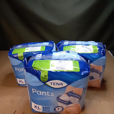 BOX OF 3 TENA PLUS DUAL ABSORPTION 12 PACK PANTS - XL 