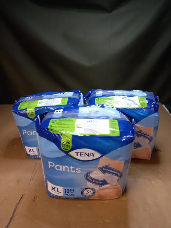 BOX OF 3 TENA PLUS DUAL ABSORPTION 12 PACK PANTS - XL 