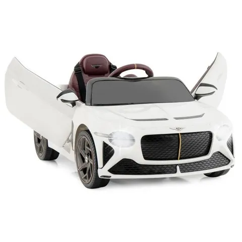 BOXED COSTWAY 12V LICENSED BENTLEY BACALAR KIDS RIDE ON CAR WITH SCISSOR DOORS AND LIGHTS - WHITE