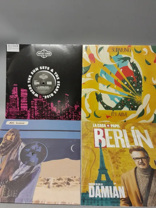 SET OF APPROX 15 VINYL'S TO INCLUDE - WEST END REWORKS , SLIPALUNG IM ALIVE , ALI LOVE ETC