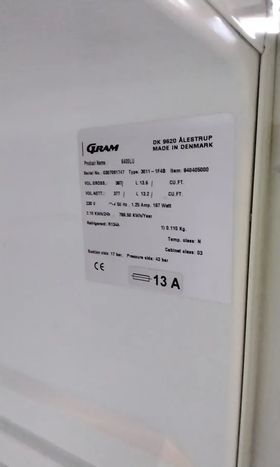 GRAM K400LU COMMERCIAL FRIDGE