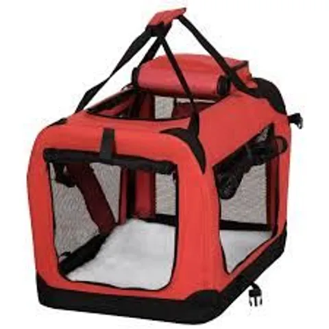 BOXED PAWHUT FOLDABLE PET CARRIER FOR SMALL AND MINIATURE DOGS, PORTABLE CAT CARRIER SOFT SIDE PET TRAVEL CRATE WITH REMOVABLE MAT, STORAGE BAGS, BREATHABLE MESH WINDOW 60 X 42 X 42CM - RED