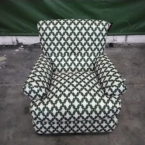 THE LOUNGE COMPANY GREEN/CREAM PATTERNED ARMCHAIR 