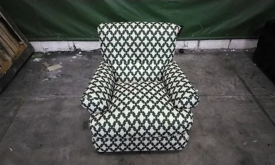 THE LOUNGE COMPANY GREEN/CREAM PATTERNED ARMCHAIR 