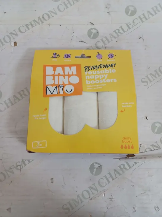 BOXED BAM BINO MIO REUSABLE NAPPY BOOSTERS PACK OF 3