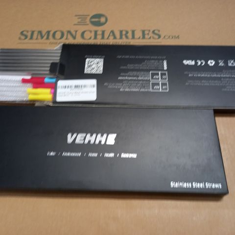 LOT OF 2 BOXES OF VEHHE 16-PIECE STAINLESS STEEL STRAW SETS