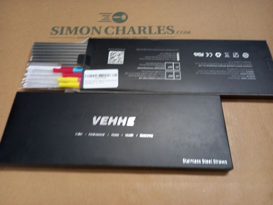LOT OF 2 BOXES OF VEHHE 16-PIECE STAINLESS STEEL STRAW SETS