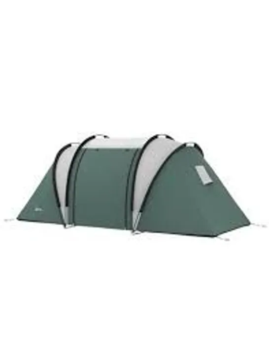 BOXED OUTSUNNY CAMPING TENT WITH 2 BEDROOMS AND LIVING AREA, 3000MM WATERPROOF FAMILY TENT, FOR FISHING HIKING FESTIVAL, DARK GREEN