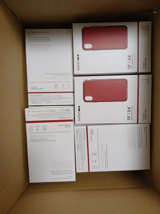 BOX OF 87 TECH21 CHERRY RED EVOROX PHONE PROTECTION CASES FOR IPHONE XS MAX